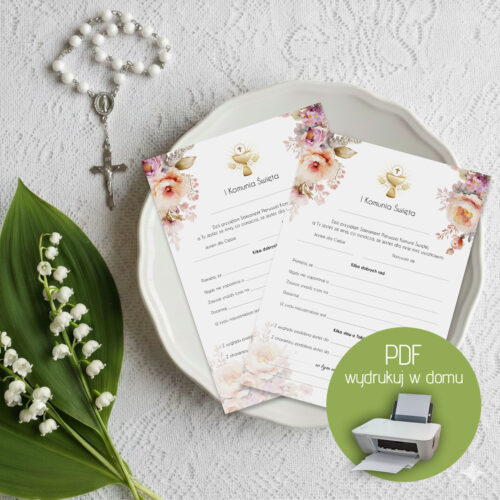 Ankieta komunijna Peonie w bukiecie